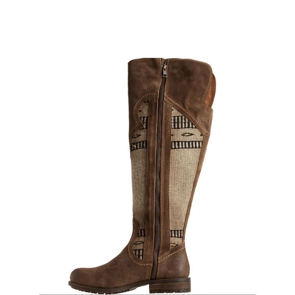 Born Lucero Tall Blanket Boots Leather Women Sz 6 Taupe Western Tribal - Picture 3 of 16